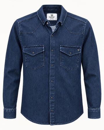 Report Uzun Kol Slim Fit Erkek Jean Gömlek - 7783