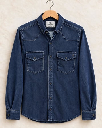 Report Uzun Kol Slim Fit Erkek Jean Gömlek - 7783