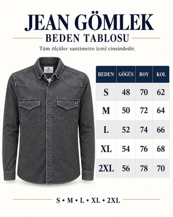 Report Uzun Kol Slim Fit Erkek Jean Gömlek - 7783