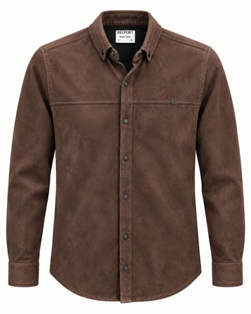 Report Uzun Kol Slim Fit Erkek Süet Gömlek - 7784