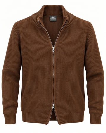 Turbulance Slim Fit Erkek Tam Fermuarlı Triko Ceket - 7834