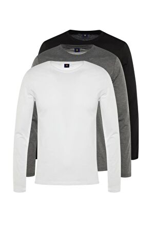 Classics Erkek Regular Fit Bisiklet Yaka Uzun Kollu Tişört 3'lü