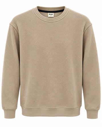 Basic Bisiklet Yaka Relaxed Regular Erkek Örme Doku Sweatshirt - 7774