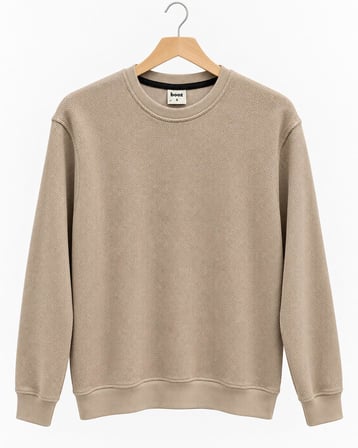 Basic Bisiklet Yaka Relaxed Regular Erkek Örme Doku Sweatshirt - 7774