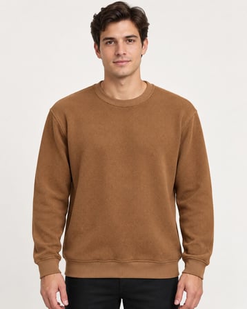 Basic Bisiklet Yaka Relaxed Regular Erkek Örme Doku Sweatshirt - 7774