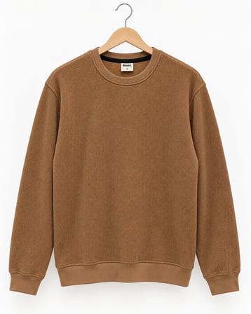 Basic Bisiklet Yaka Relaxed Regular Erkek Örme Doku Sweatshirt - 7774