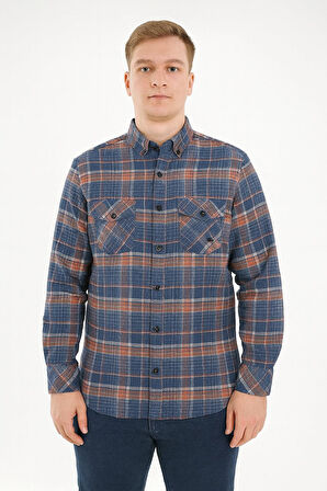 Kaşmir Büyük Beden Klasik Çift Cepli Erkek Gömlek - 7394