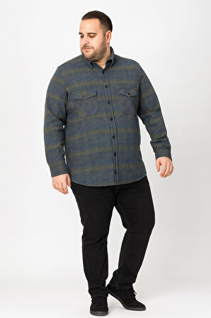 Kaşmir Büyük Beden Klasik Çift Cepli Erkek Gömlek - 7395