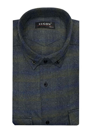 Kaşmir Büyük Beden Klasik Çift Cepli Erkek Gömlek - 7395