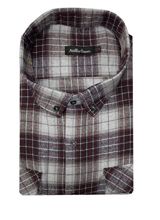 Atilla Özer Büyük Beden Çift Cep Klasik Kışlık Kaşmir Gömlek - 7462