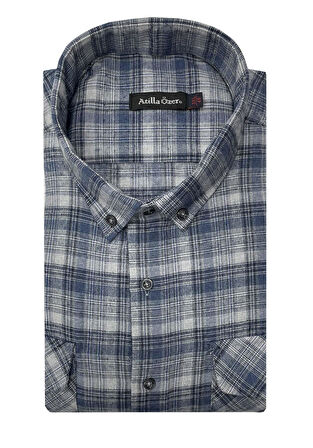 Atilla Özer Büyük Beden Çift Cep Klasik Kışlık Kaşmir Gömlek - 7462