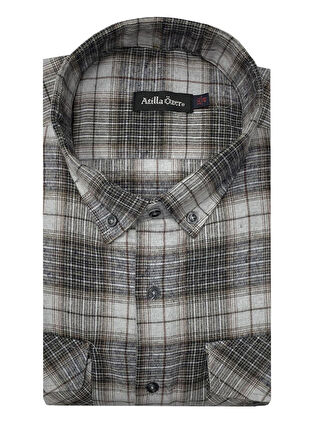 Atilla Özer Büyük Beden Çift Cep Klasik Kışlık Kaşmir Gömlek - 7462