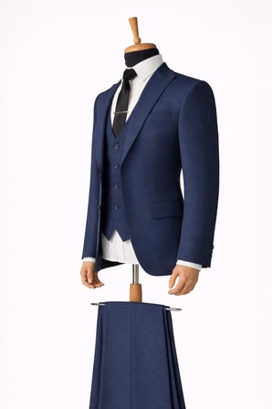 Erkek İtalyan Kesim Slim Fit Yelekli Takım Elbise - 7502