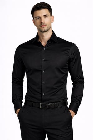 Slim Fit Uzun Kollu Kolay Ütü Pamuk Saten Erkek Gömlek