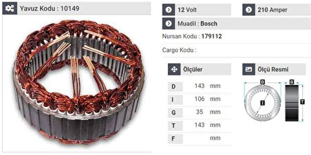Ford Stator Bosch Tipi 12v 210 Amp 6 Cikis Transıt - Yavuz 10 149