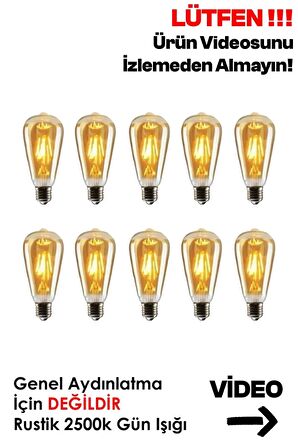 St64 Flamanlı Rustik 4w Led Ampul 10'lu Dekoratif Vintage Aydınlatma St64 10lu