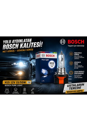 H15 12V 15/55W Far Ampulü Gündüz Farı ve Uzun Far Uyumlu Tekli