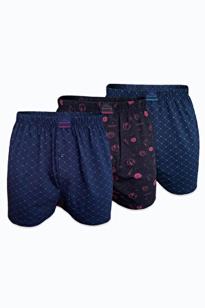 Erkek 3 lü Set-2 Premium Collection Desenli Geniş Kalıp Modal Boxer 3M254