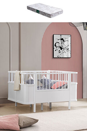 Mdf Beşik, Siesta Büyüyen Beşik 90x130 - Pembe 1 Adet Comfort Yatak 90x130