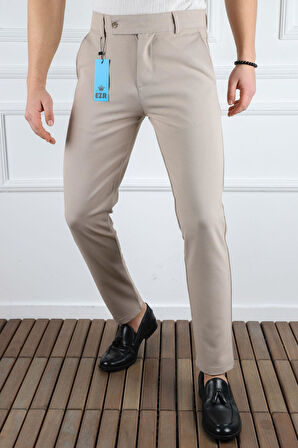 Erkek Düz Kesim Kaliteli Esnek Likralı Bilek Boy Kumaş Pantolon-7202