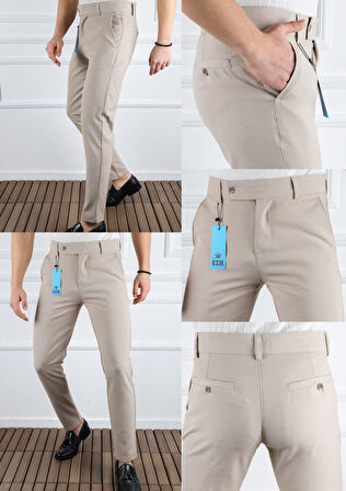 Erkek Düz Kesim Kaliteli Esnek Likralı Bilek Boy Kumaş Pantolon-7202