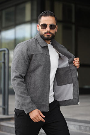 Claassics Men Erkek Oversize Kısa Kaşe Kaban Ceket - 7435