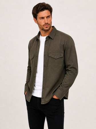 Reeport Uzun Kol Slim Fit Erkek Kot Gömlek - 7643