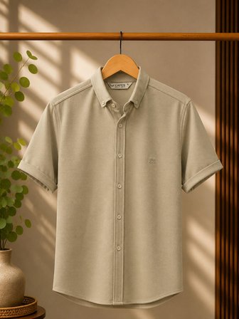 Cafes Likralı Kısa Kol Slim Fit Erkek Gömlek - 7735