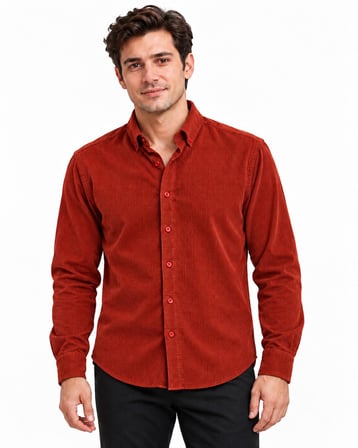 Jet Polo Uzun Kol Slim Fit Erkek Kadife Gömlek - 7779