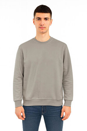 Erkek Oversize Uzun Kol Sıfır Yaka Sweatshırt-7384