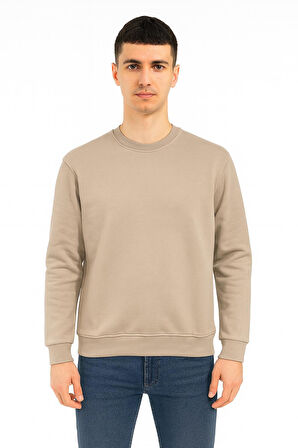 Erkek Oversize Uzun Kol Sıfır Yaka Sweatshırt-7384