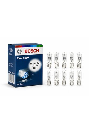 T5 W2x4.6d 12V 1.2W Gösterge Ampulü 286 10'lu Paket Torpido Gösterge Paneli Klima Kumanda Oto Ampulü