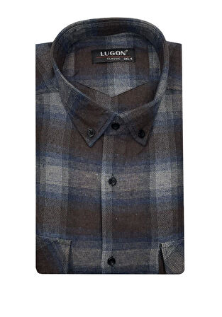 Kaşmir Büyük Beden Klasik Çift Cepli Erkek Gömlek - 7395