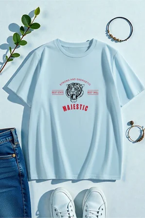Unisex Majestic Baskılı Oversize T-shirt garalio