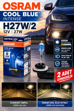 Osram Cool Blue Intense H27W/2 12V 27W 4000K Gün Işığı Xenon Görünümlü Far Ampulü 2 Adet