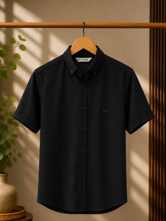 Cafes Likralı Kısa Kol Slim Fit Erkek Gömlek - 7735