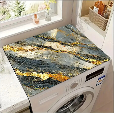 55 CM x 45 CM GRİ ALTIN MERMER TASARIMI TEZGAH ÜSTÜ BULAŞIK KURUTMA MATI BULAŞIKLIK KURUTMA ÖRTÜSÜ