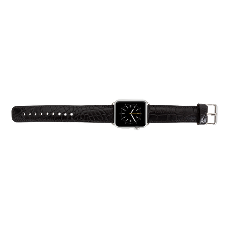 Bouletta Apple Watch Uyumlu Deri Kordon 42-44-45mm Kroko Siyah