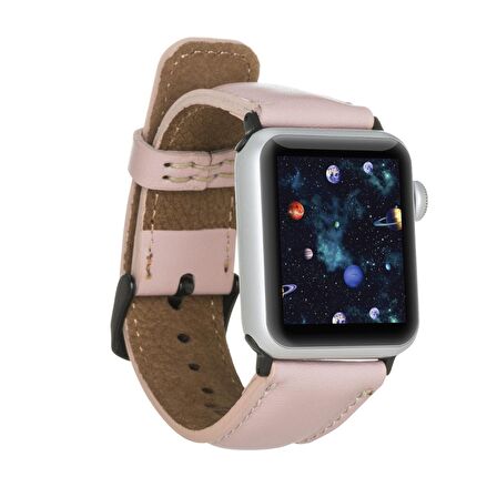 Bouletta Apple Watch Uyumlu Deri Kordon 42-44-45mm NU2-SM3 Siyah