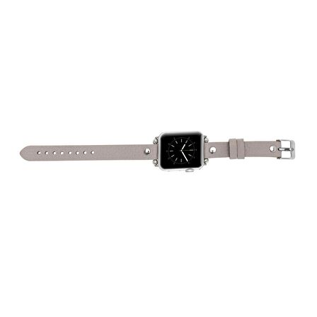 Bouletta Apple Watch Uyumlu Deri Kordon 38-40-41mm Ferro ST ERC3 Gri