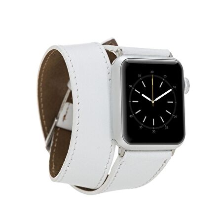 Bouletta Apple Watch Uyumlu Deri Kordon 38-40-41mm Double Tour F3 Beyaz