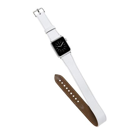 Bouletta Apple Watch Uyumlu Deri Kordon 38-40-41mm Double Tour F3 Beyaz