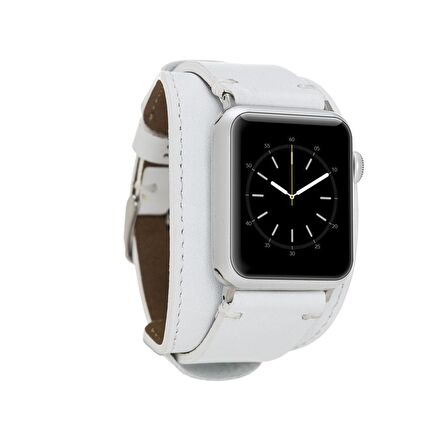 Bouletta Apple Watch Uyumlu Deri Kordon 38-40-41mm Cuff Pulsar F3 Beyaz