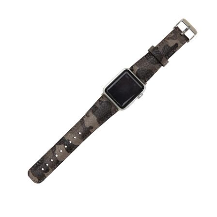Bouletta Apple Watch Uyumlu Deri Kordon 42-44-45mm Kamuflaj Bej