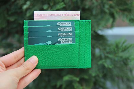 Zip Deri Fermuarlı Kartlık ZPCH ERC4 Yeşil