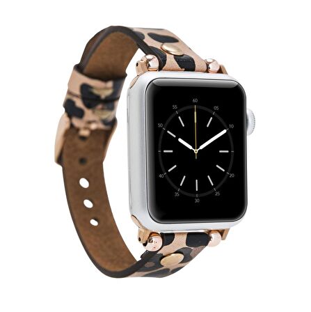 Bouletta Apple Watch Uyumlu Deri Kordon 38-40-41mm GT LE02 Leopar