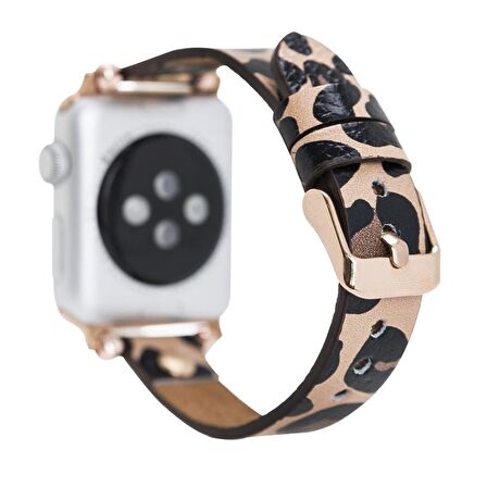 Bouletta Apple Watch Uyumlu Deri Kordon 38-40-41mm GT LE02 Leopar