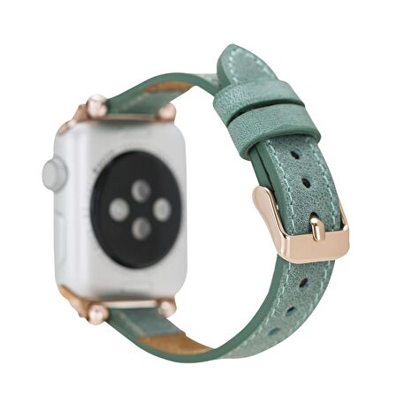 Bouletta Apple Watch Uyumlu Deri Kordon 42-44-45mm Ferro CZ12 Mint Yeşili