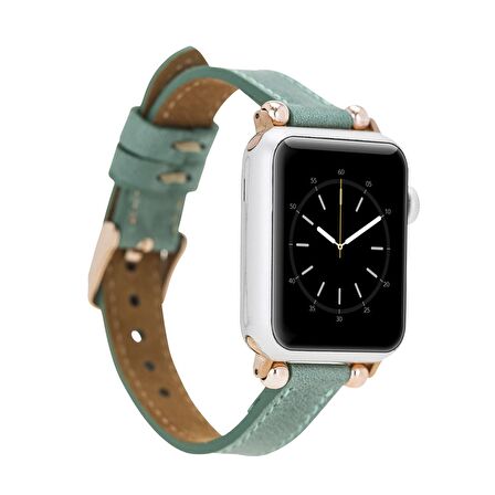 Bouletta Apple Watch Uyumlu Deri Kordon 42-44-45mm Ferro CZ12 Mint Yeşili