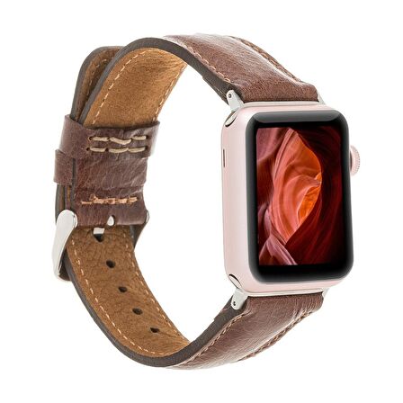 Bouletta Apple Watch Uyumlu Deri Kordon 42-44-45mm VS5 Kahverengi